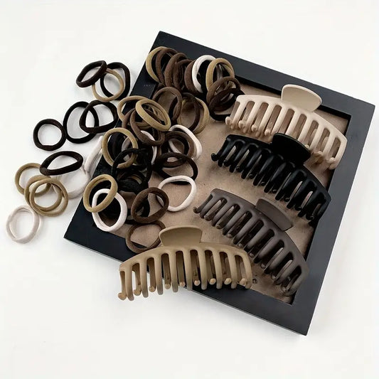 MatteGrip Set – zestaw matowych spinek i gumek do włosów (36 szt.)